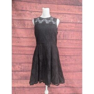 Banana Republic Black Lace Overlay Dress Size 8 Classy Witchy Whimsy Goth